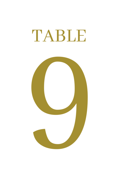 Gold Accent Table Number Sign Template