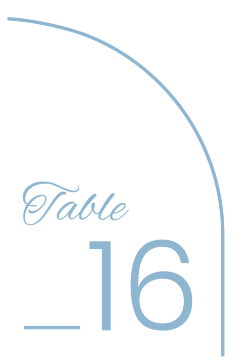 Pale Blue Curved Table Number Sign Template