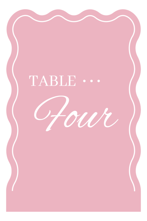 Pink Scalloped Table Number Sign Template