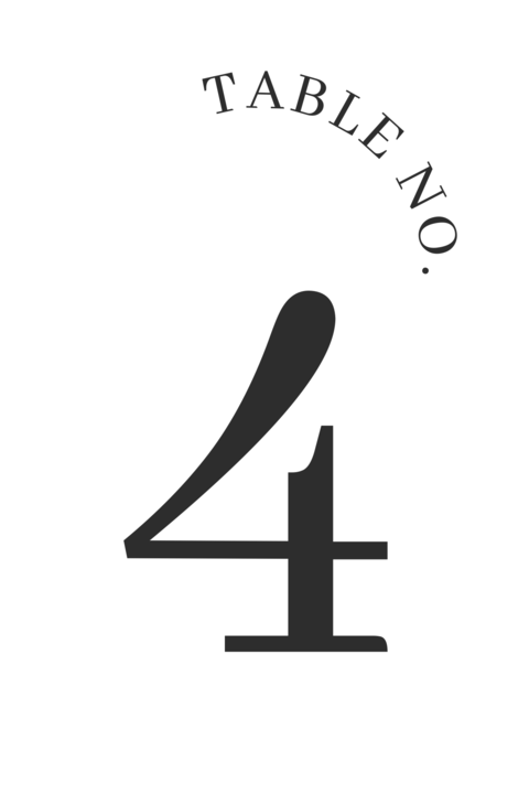 Minimalist Curved Table Number Sign Template