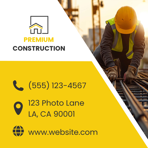 Premium Construction Business Sign Template
