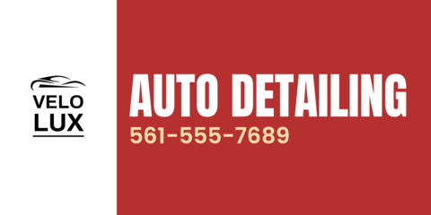 Red and White Auto Detailing Sign Template
