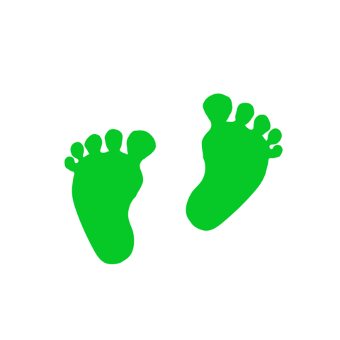 Green Baby Feet Print Over White Background Sign Template