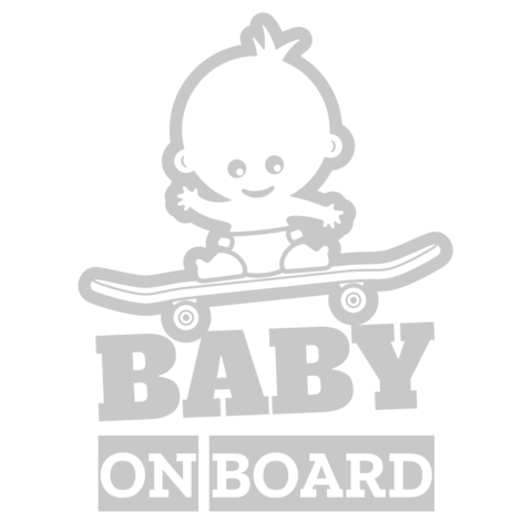 Cute Baby on Board with Skateboard Sign Template