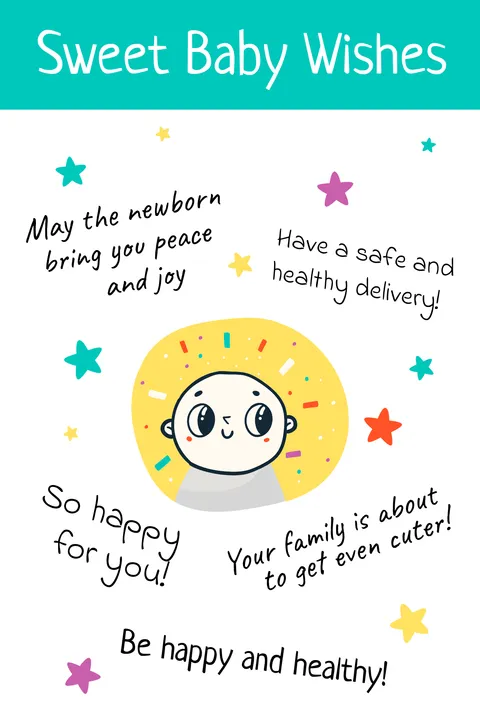Starry Baby Shower Wishlist Illustrated Sign Template