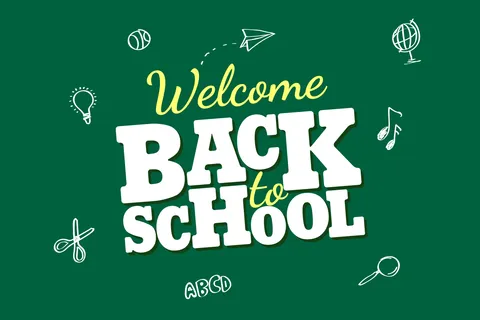 Green Welcome Back to School Learning Icons Sign Template