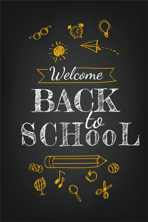 Welcome Back School Chalkboard Classroom Icons Sign Template