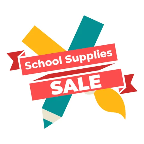 Colorful School Stationery Pen and Paint Brush Sale Template