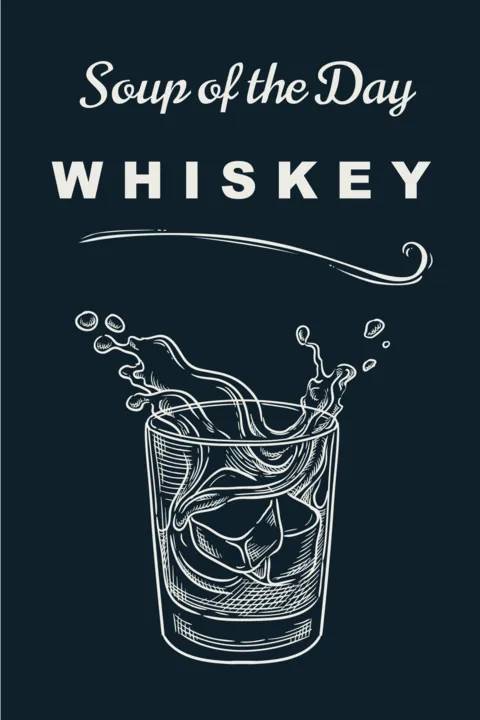 Humorous Text and Ice Splashing in a Whiskey Glass Template