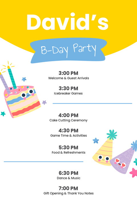 Joyful Birthday Illustrations Table Tent Sign Template