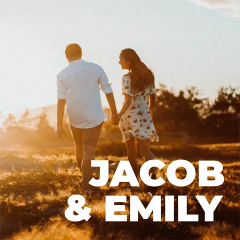Romantic Couple in Golden Hour Photo With Names Template