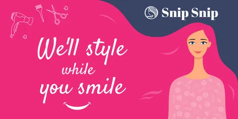 Smiling Woman With Pink Hair Beauty Salon Art Template