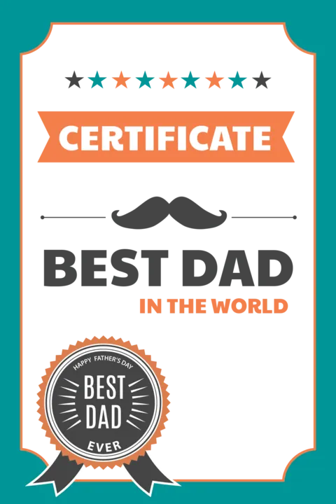 Best Dad Certificate for Father's Day Template
