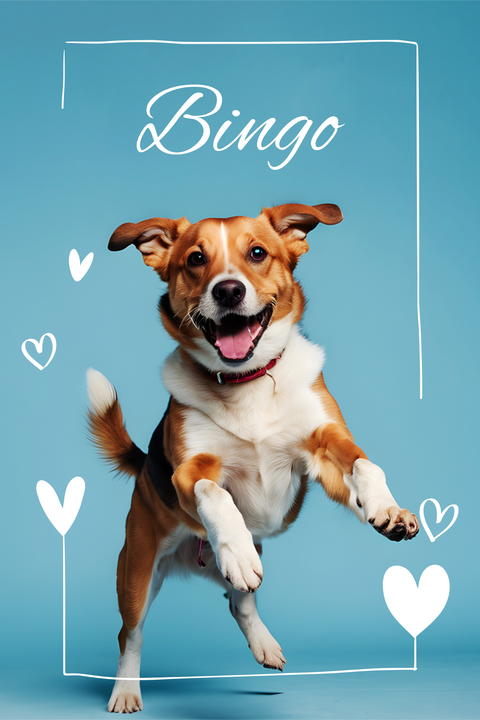 Playful Dog Blue Playing Cards Template