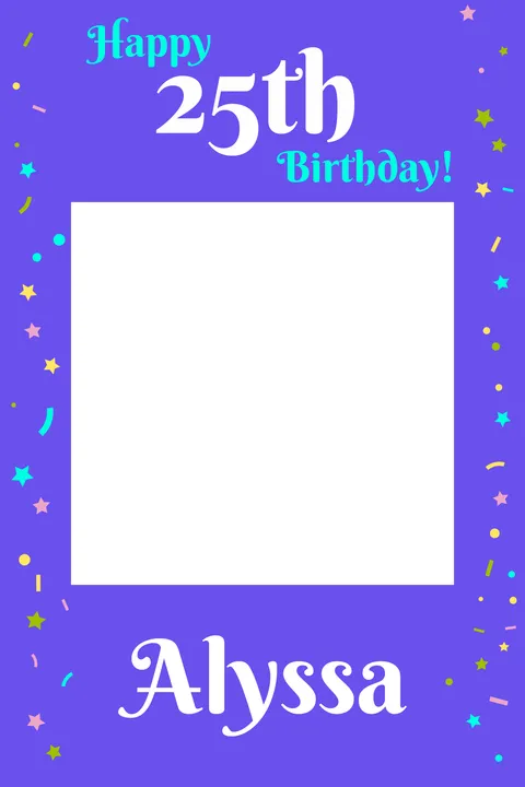 Confetti Themed 25th Birthday Selfie Frame Template