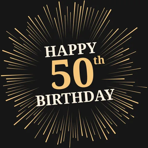 Golden Firework Sparkles 50th Birthday Quote Template