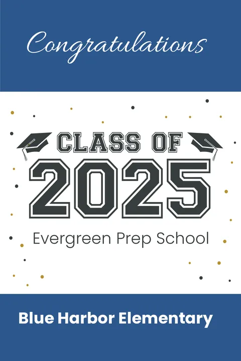Black, Blue and White Graduation Sign Template