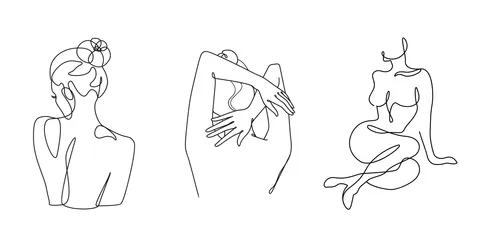 Female Body Line Art Silhouette Decorative Sign Template