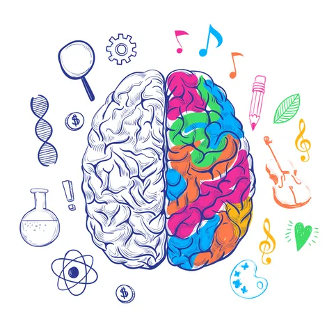 Logic and Creativity Two Brain Hemispheres Sign Template