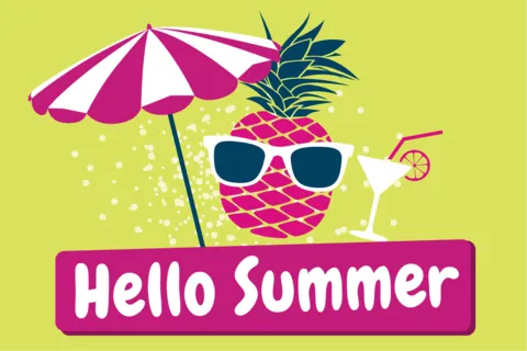 Summer Pineapple, Cocktail and Beach Umbrella Template