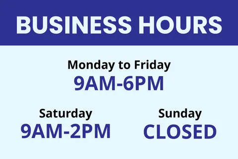 Blue-Themed Business Hours Sign Template