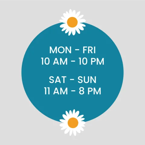 Blue and Gray Chamomile Business Hours Sign Template