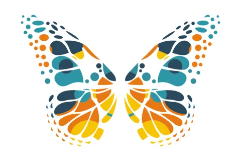 Butterfly With Colorful Mosaic Wings Animal Template