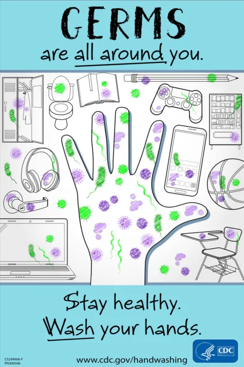Germ Awareness, Handwashing Importance CDC Sign Template