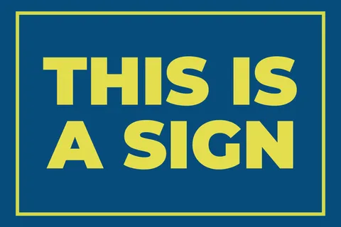 Vibrant Blue and Yellow Sample Text Sign Template