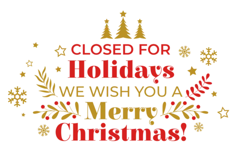 Red and Gold Closed for Christmas Sign Template