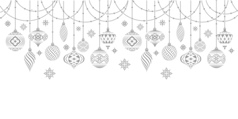 Silver Christmas Ornaments Sign Template