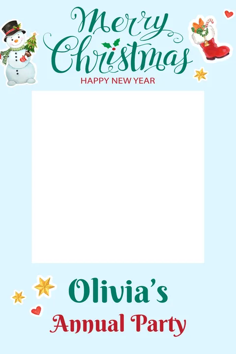Baby Blue Christmas Annual Party Selfie Frame Template