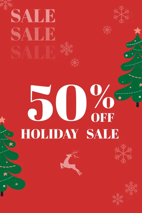 50% Off Christmas Sale Holiday Campaign Sign Template