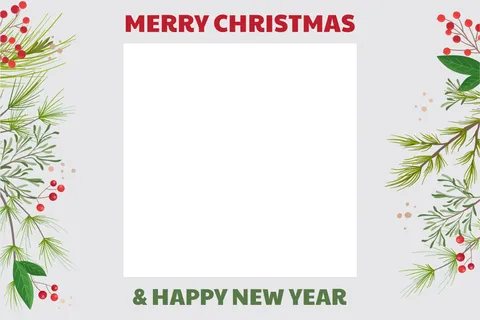 Christmas and New Year Mistletoe Selfie Frame Template