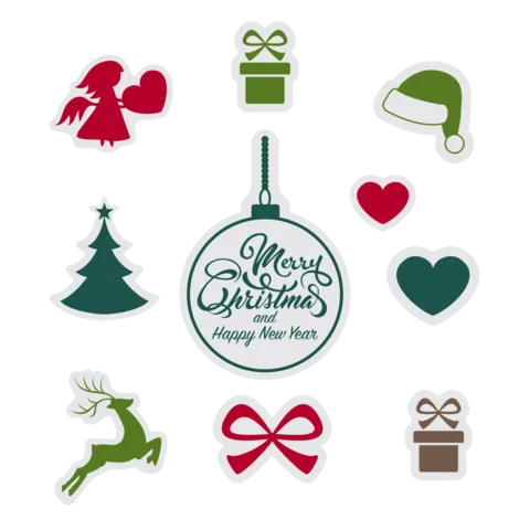 Christmas Tree, Reindeer and Gifts Illustrations Template