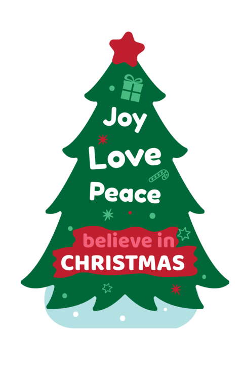 Joy, Love, Peace Quote on Christmas Tree Sign Template