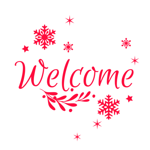 Red Christmas Icons With Welcome Text Holiday Template