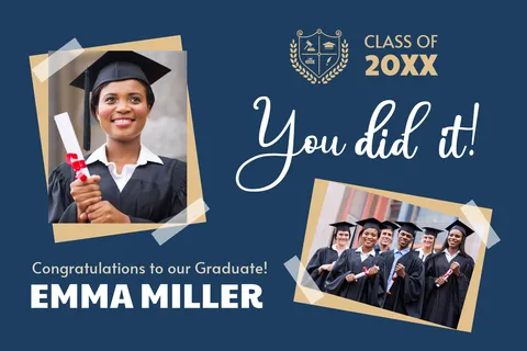 Congratulatory Graduation Photo and Texts Sign Template