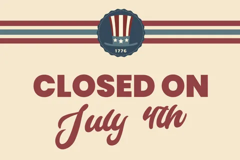 July 4th Closure Patriotic Sign Template