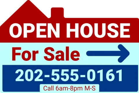 Red and Blue Open House For Sale Template