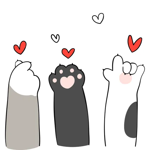 Dog and Cat Paws With Hearts Animal Template
