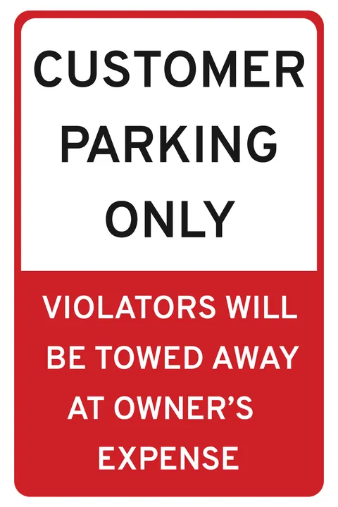 Red and White Customer Only Parking Sign Template