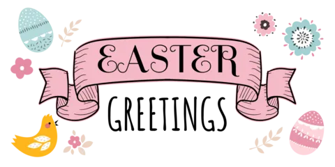 Easter Chick, Eggs and Flowers Decorative Sign Template