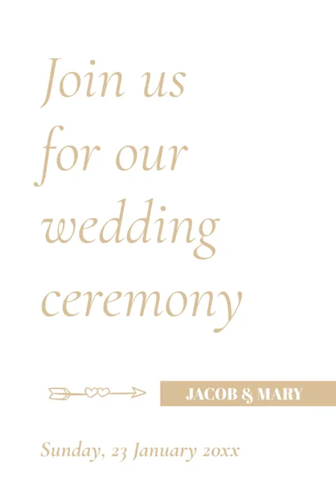 Golden and White Wedding Invitation Sign Template
