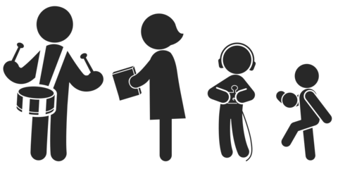 Family Silhouette With Different Activities Sign Template
