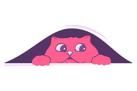 Pink Cat Peeking Out From Under the Carpet Animal Template