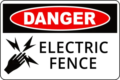 Red and Black Electric Fence Danger Warning Sign Template