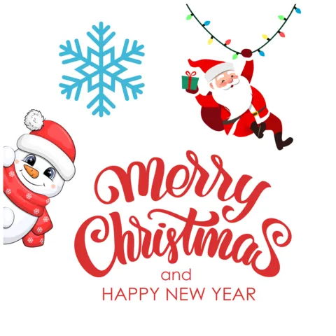 Smiling Snowman, Santa and Merry Christmas Quote Template