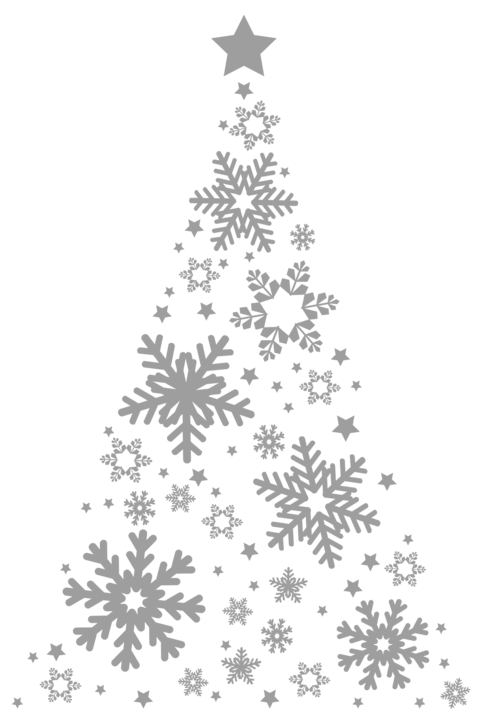 Grey Colored Christmas Tree Made of Snowflakes Template