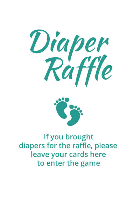 Minimalistic Turquoise Diaper Raffle Sign Template